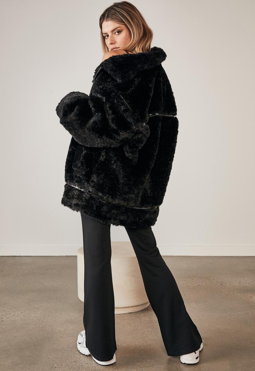 Factorie - Oversized fur teddy jacket - black