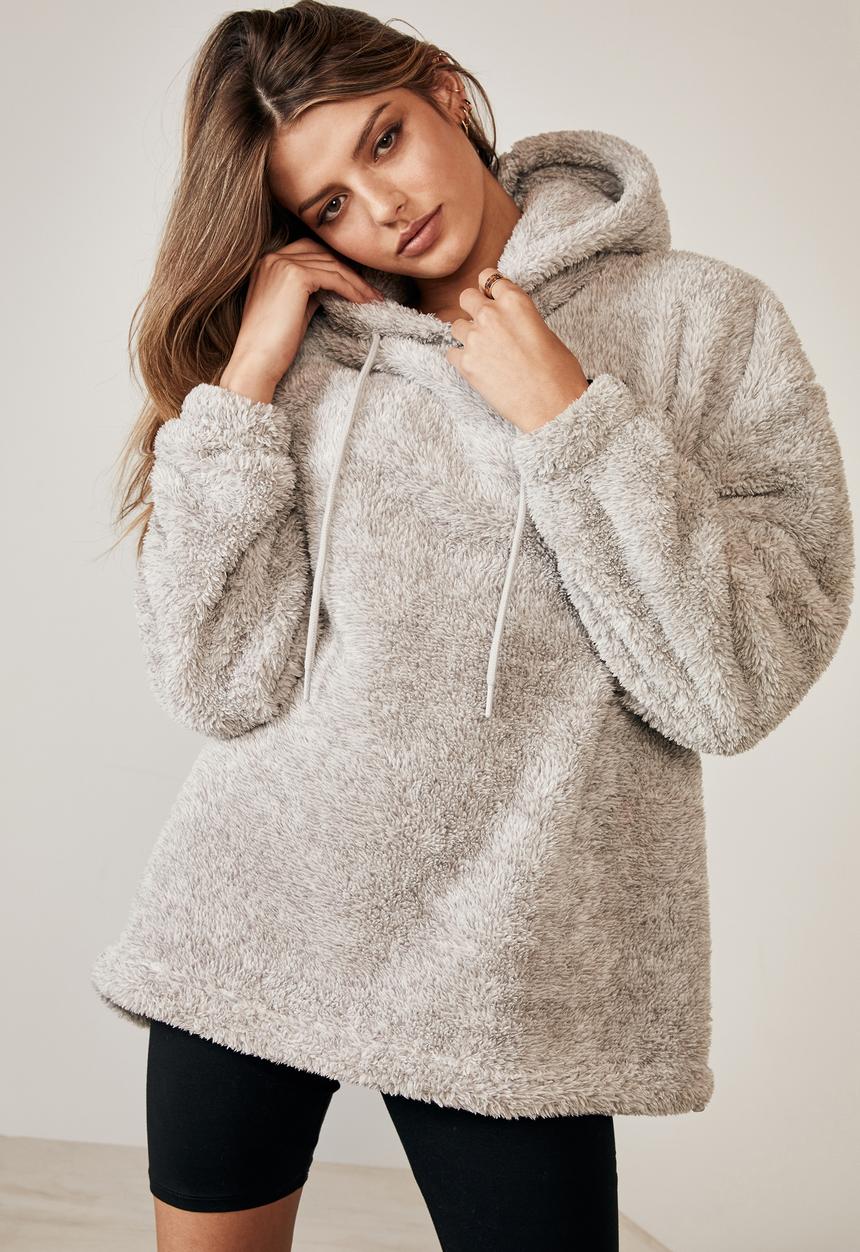 Factorie - Fluffy graphic hoodie - speckle grey