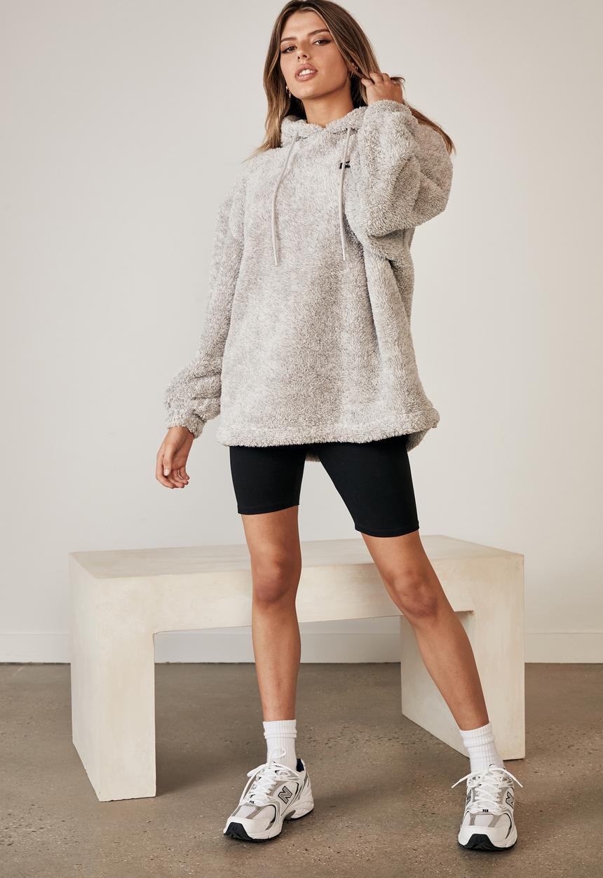 Factorie - Fluffy graphic hoodie - speckle grey