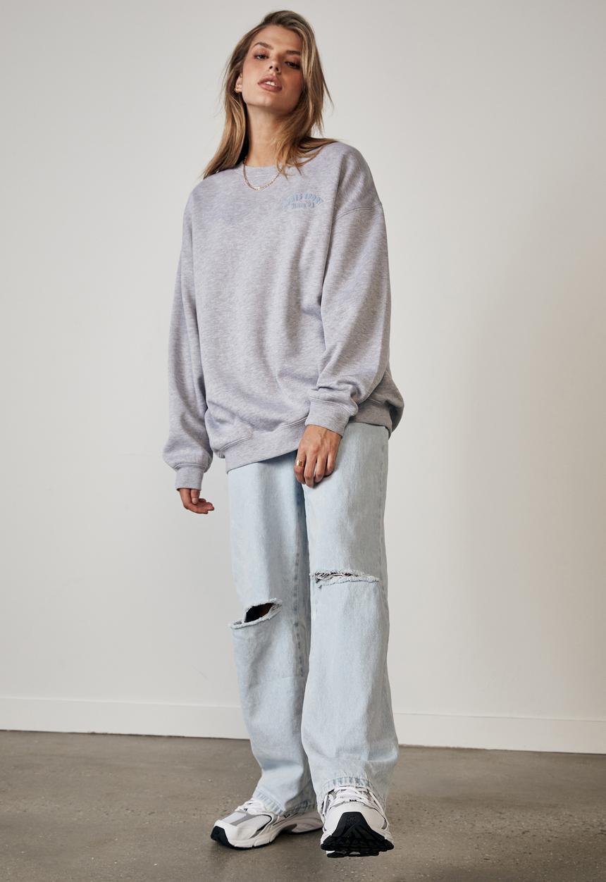 Factorie - Oversized graphic crew - grey 
