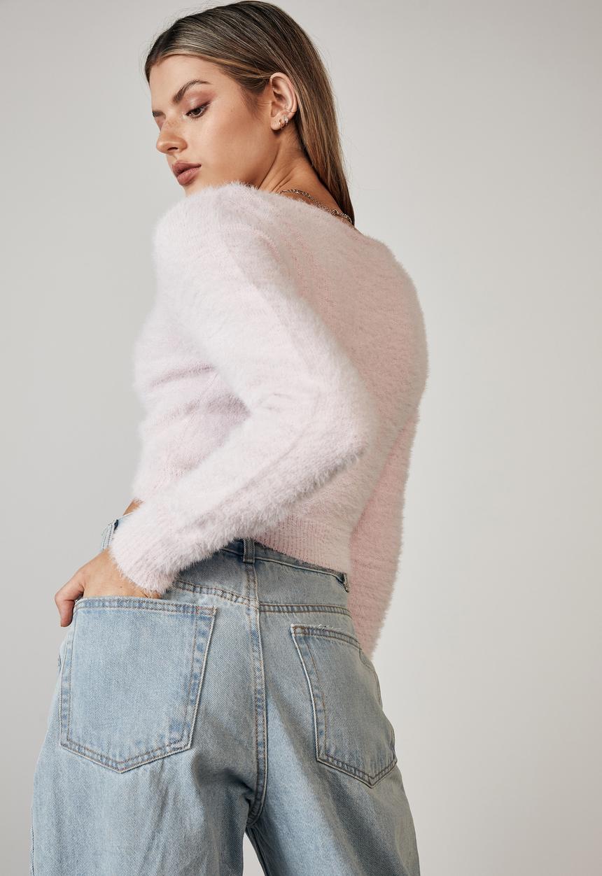 Factorie - Fluffy knit pull front top - lilac snow