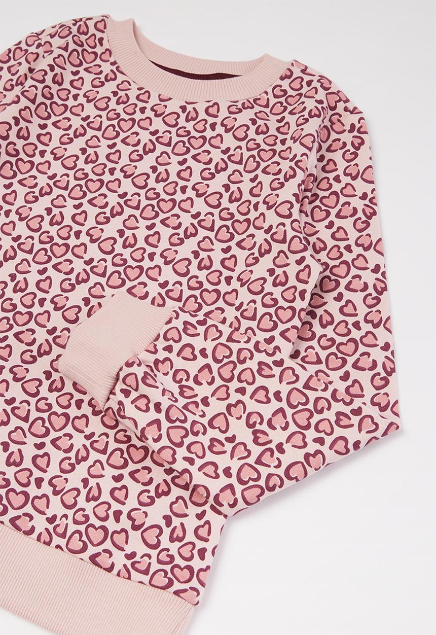 Pop Candy - Printed sweat top & leggings set - pink & burgundy 