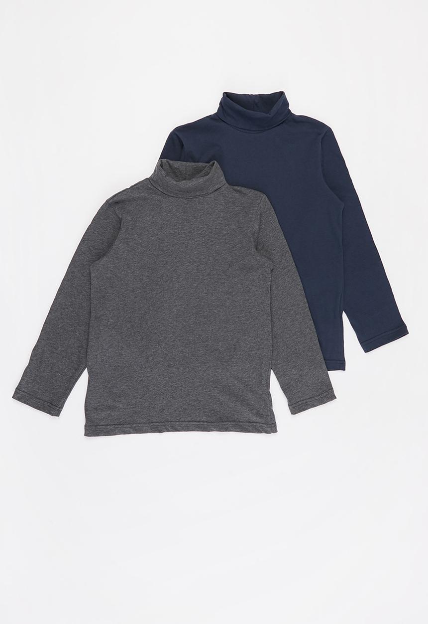 Rebel Republic - Boys 2 pack polo neck - charcoal & navy