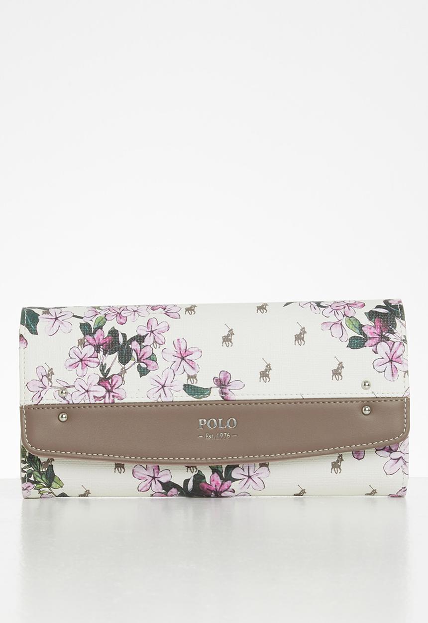 POLO - Floral clutch purse - cream