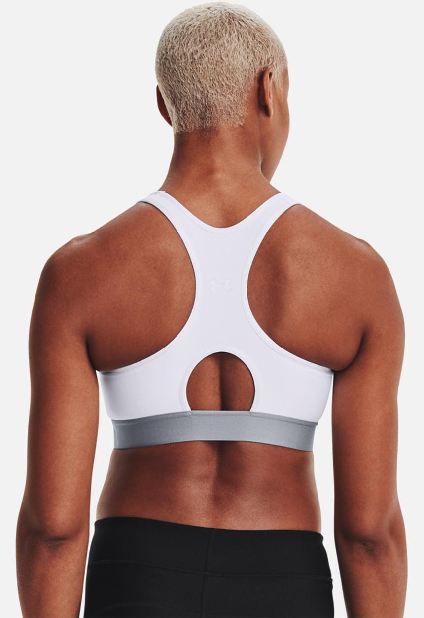 Under Armour - Armour mid impact keyhole bra - white & metallic silver