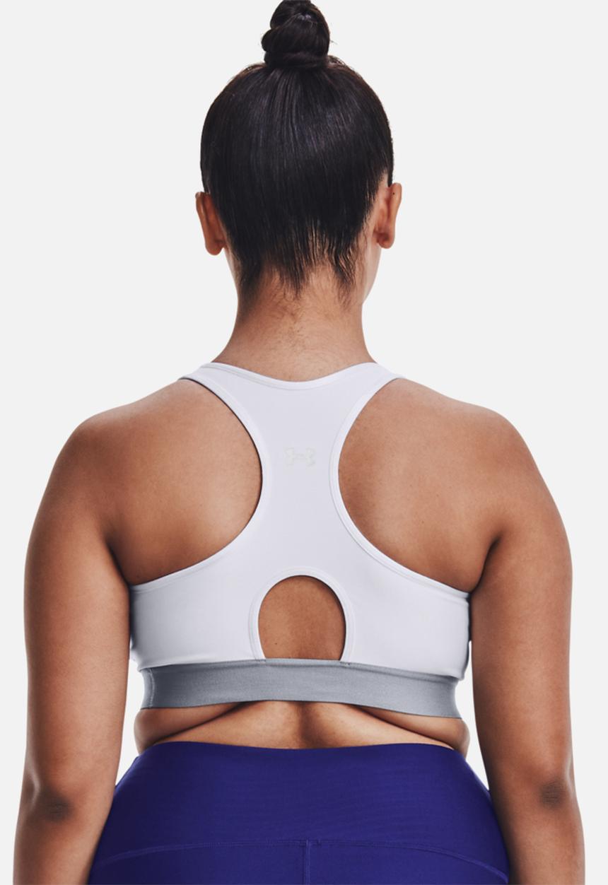 Under Armour - Armour mid impact keyhole bra - white & metallic silver