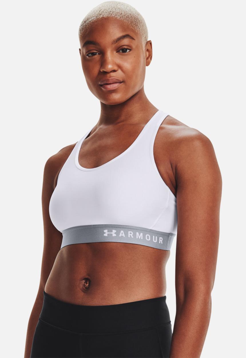 Under Armour - Armour mid impact keyhole bra - white & metallic silver