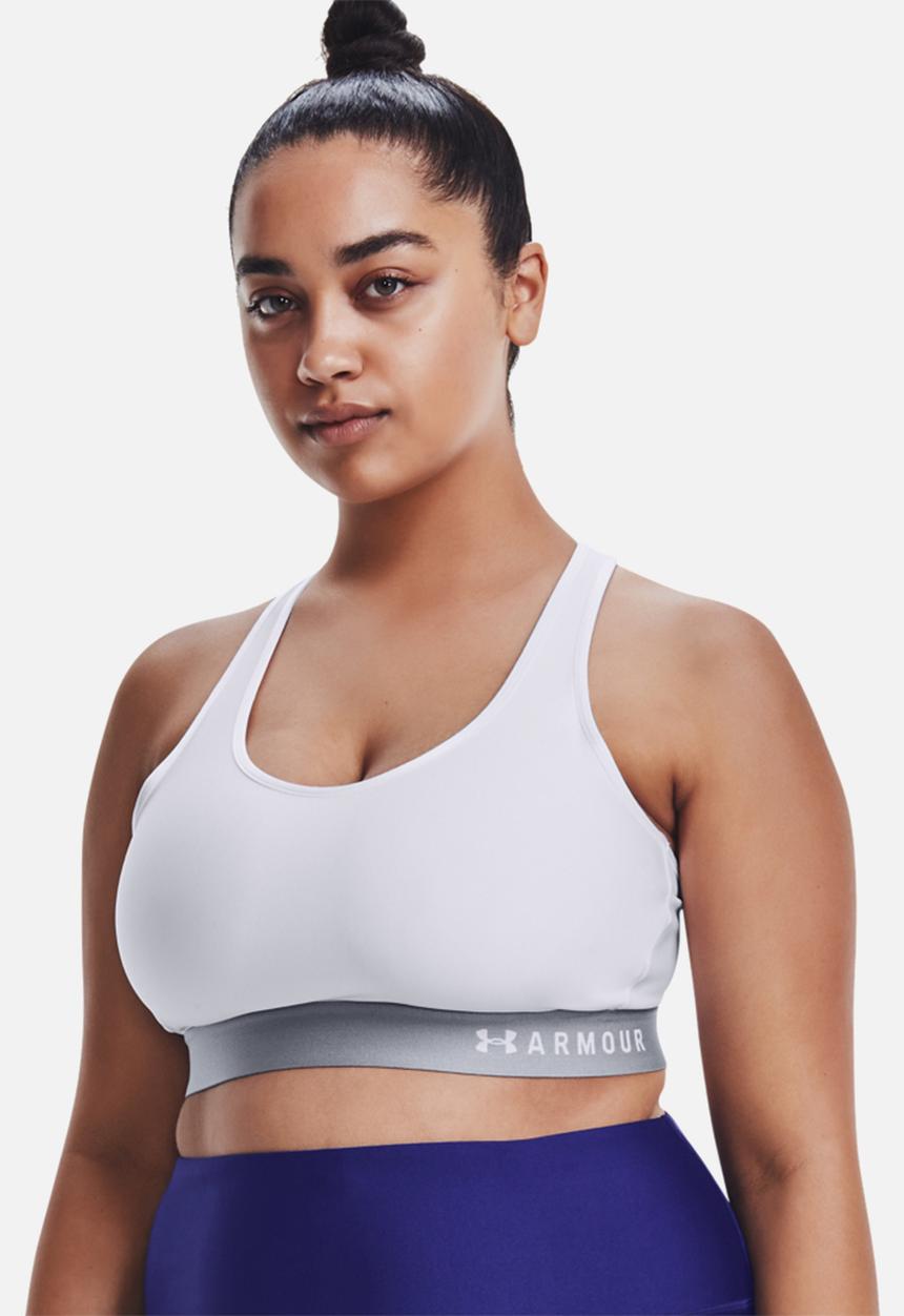 Under Armour - Armour mid impact keyhole bra - white & metallic silver