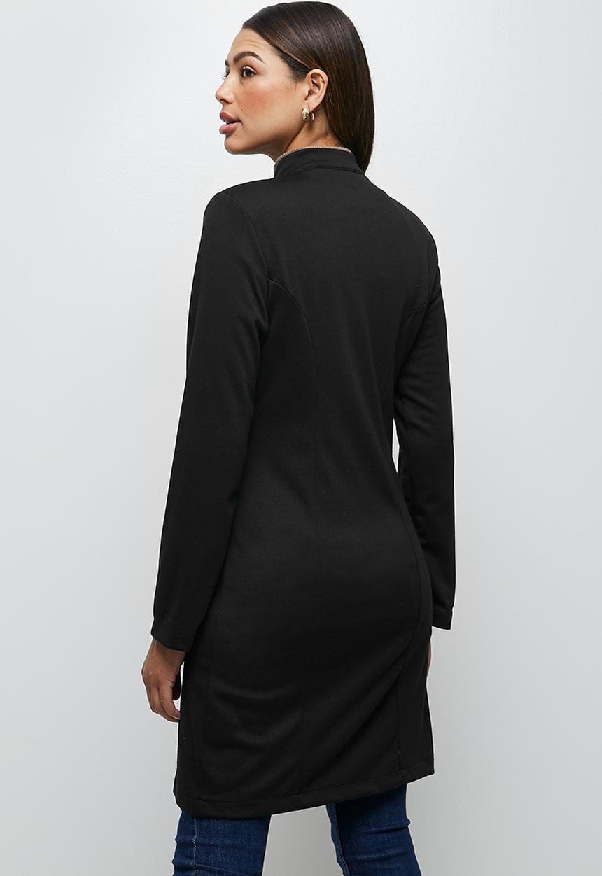 edit - Longline ponti zipped jacket - black