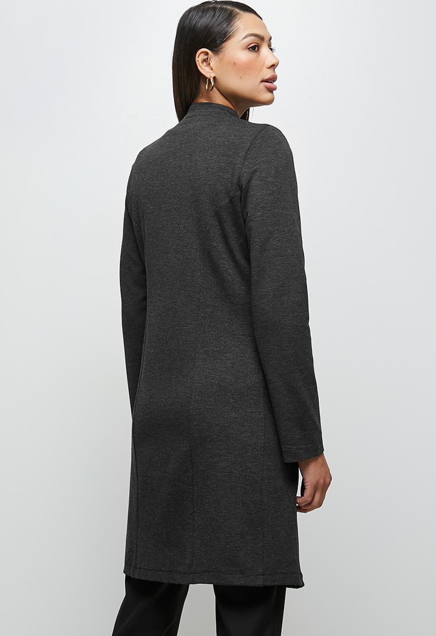 edit - Longline ponti zipped jacket - charcoal