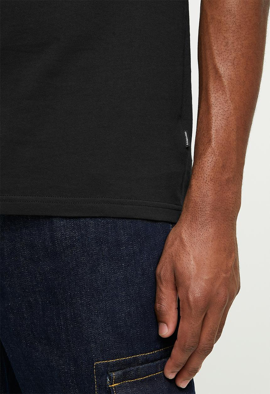 Converse - Striped center front chuck patch short sleeve tee - black