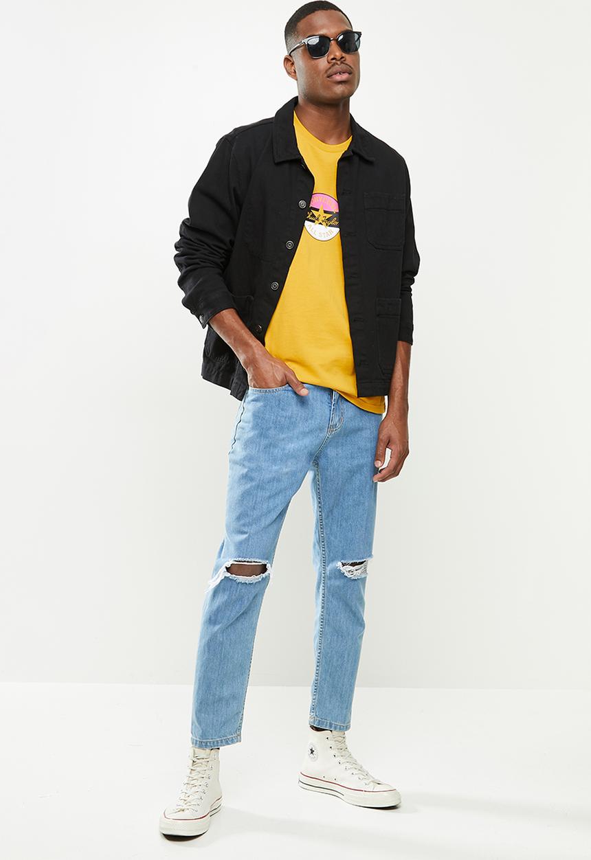 Converse - Striped center front chuck patch short sleeve tee - gold dart
