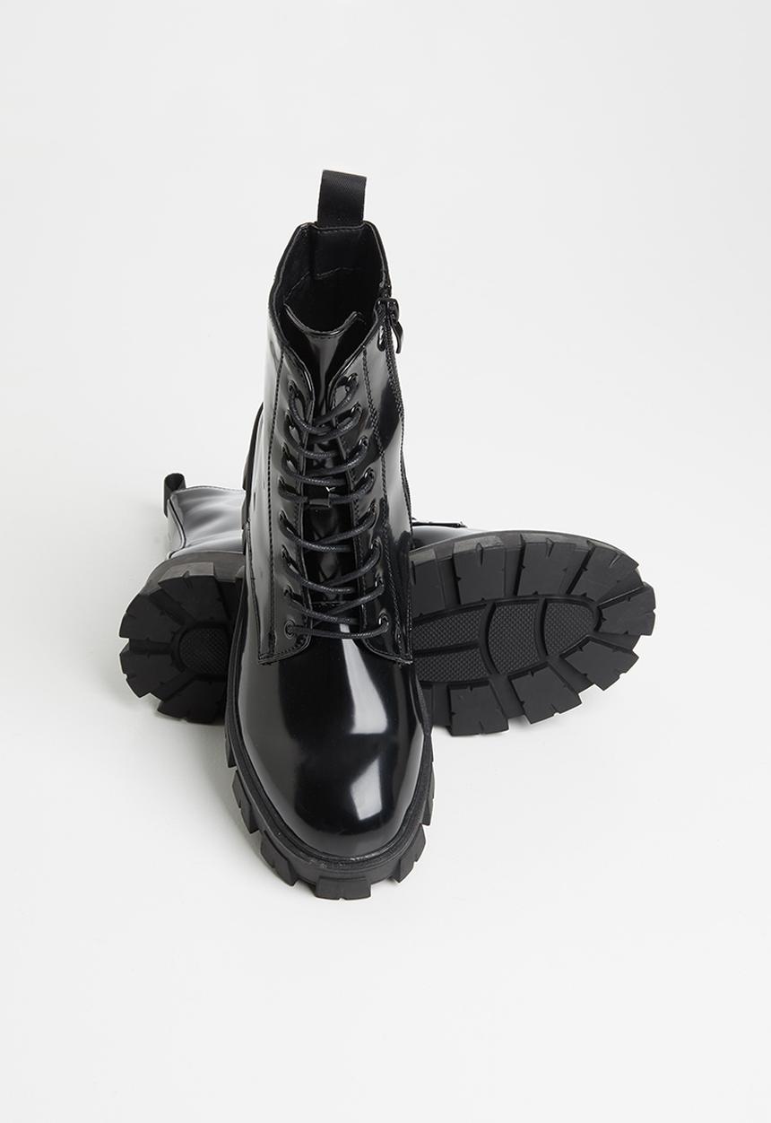Missguided - Lego sole lace up chunky boot - black