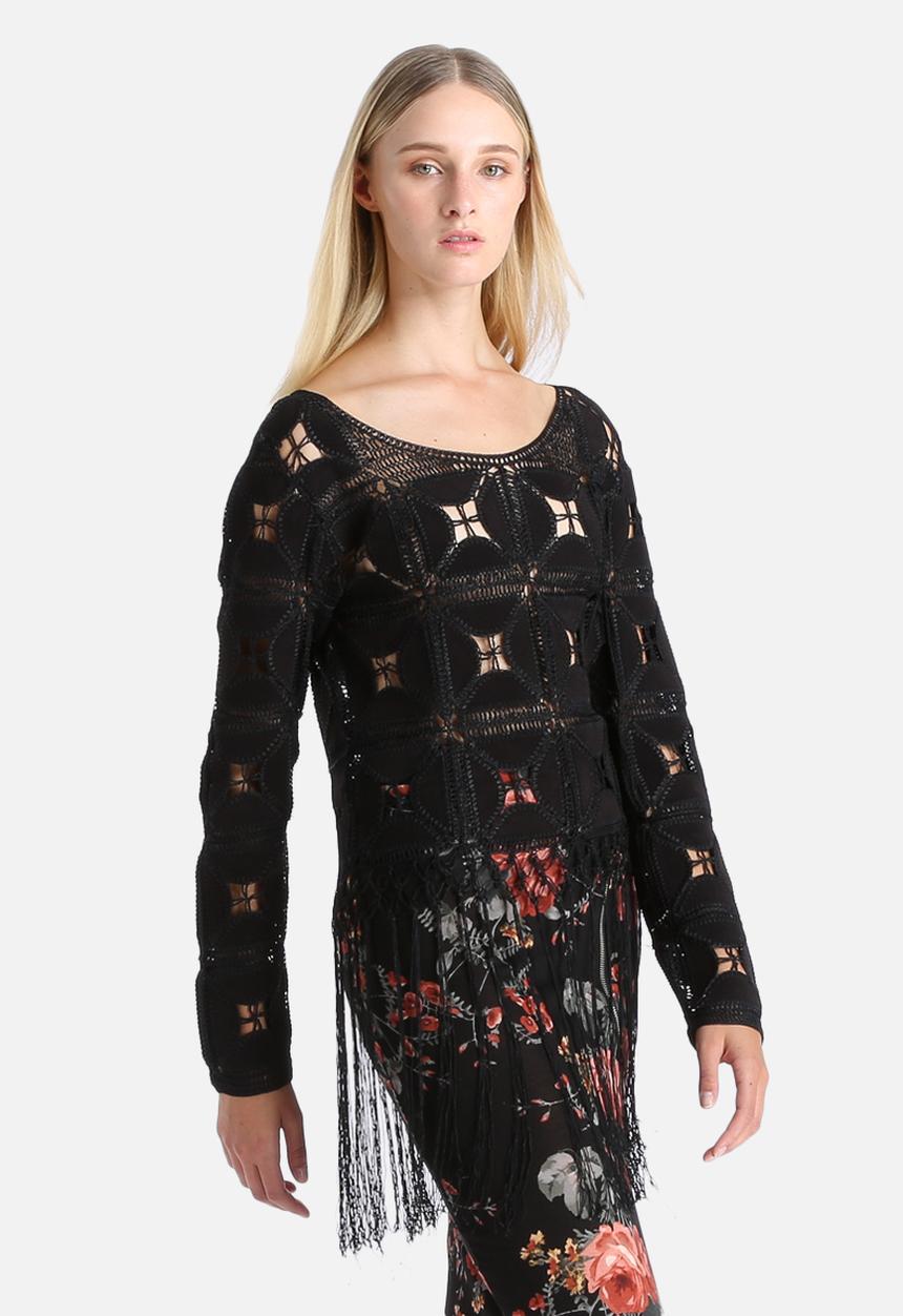 Glamorous - Suedette Cropped Tassel Top