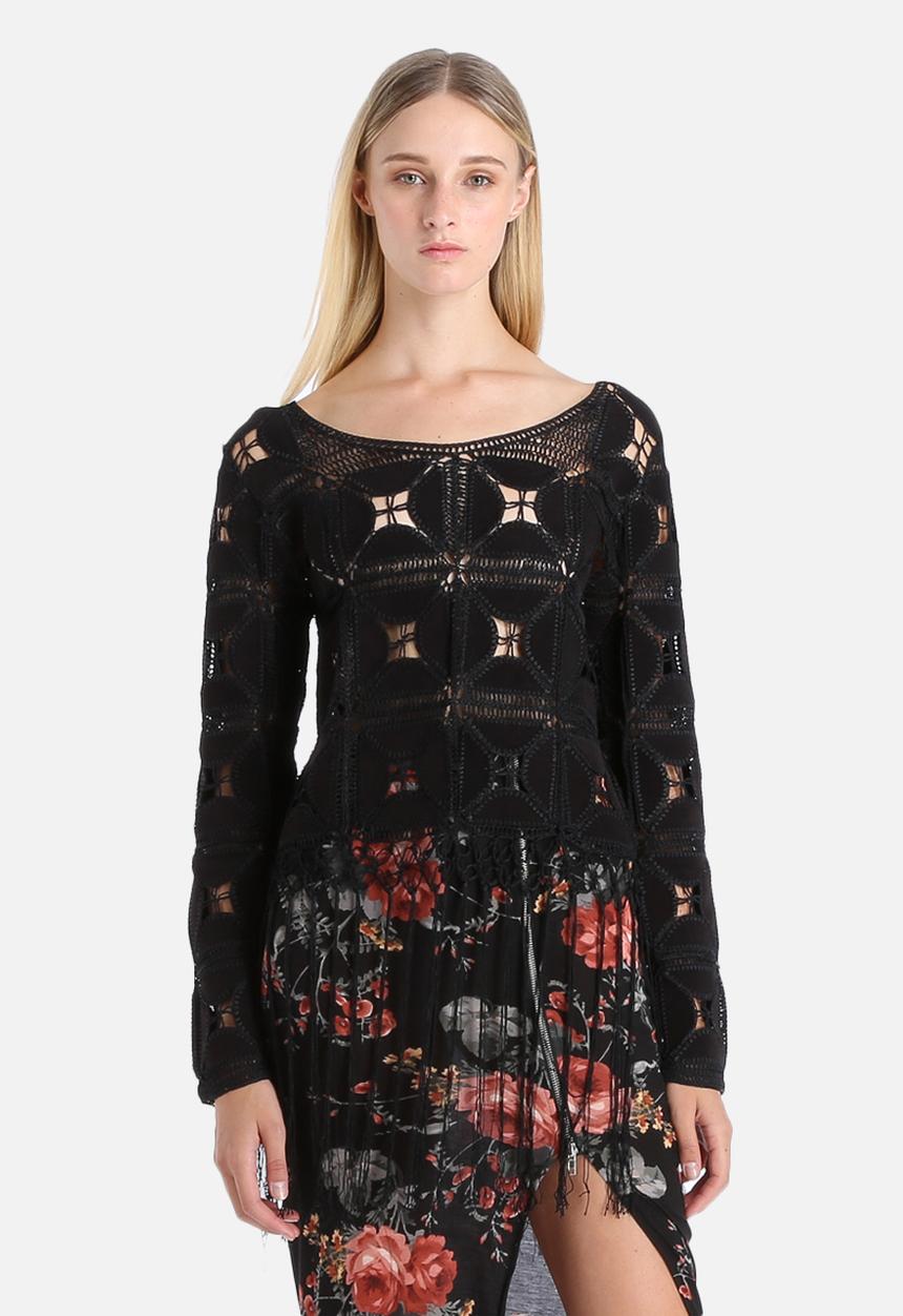 Glamorous - Suedette Cropped Tassel Top