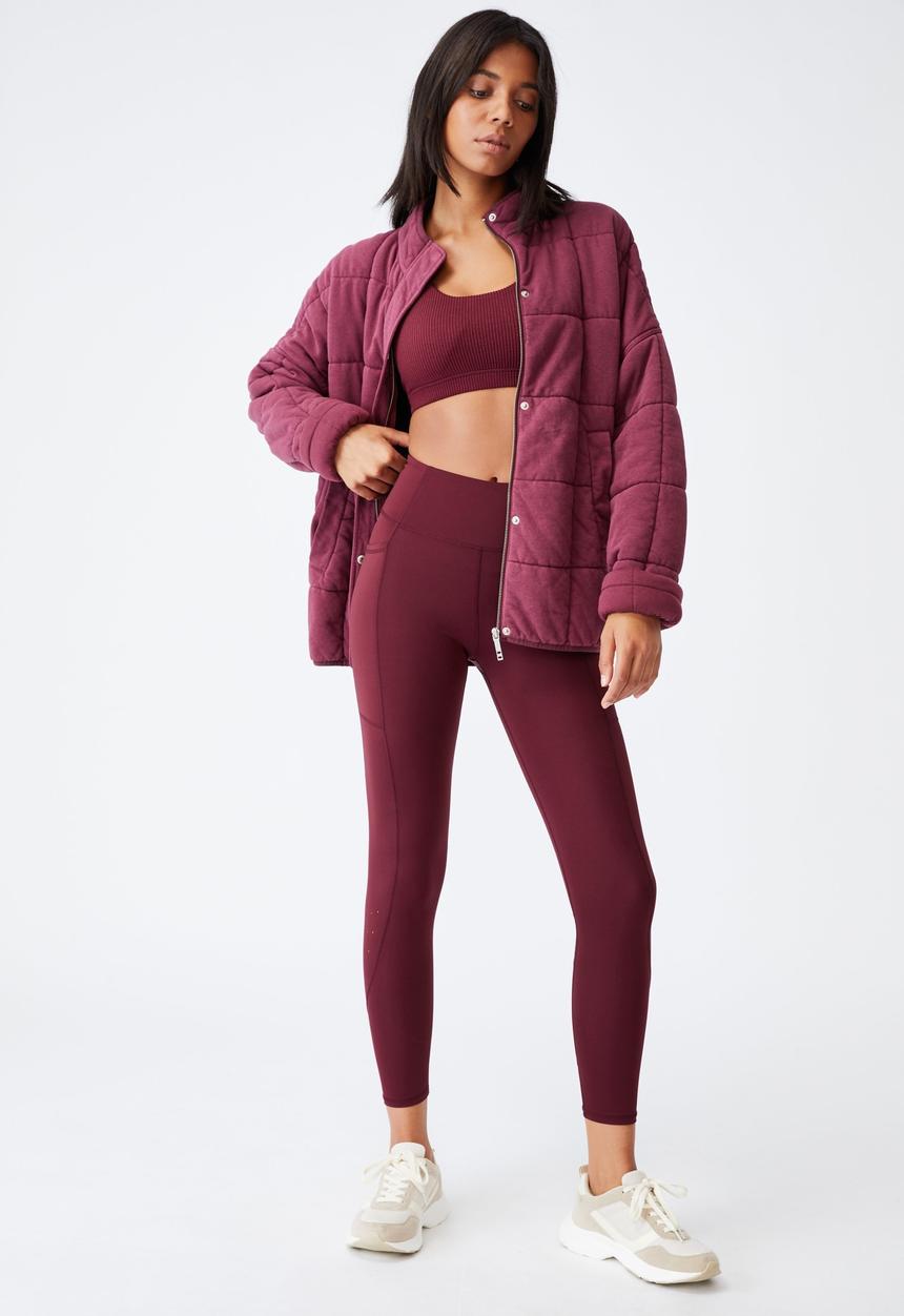 Cotton On - Quilted zip through jacket - mulberry