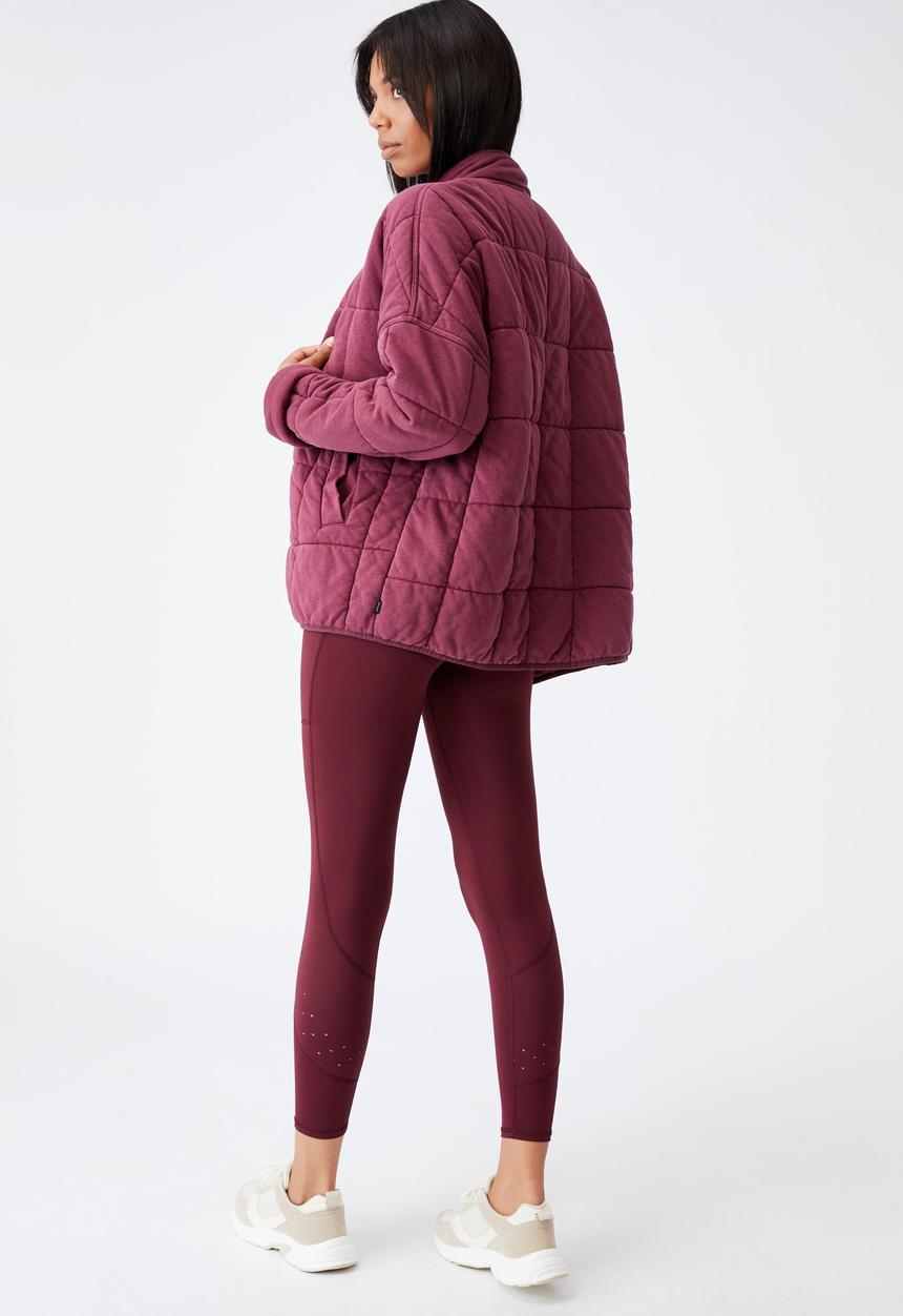 Cotton On - Quilted zip through jacket - mulberry