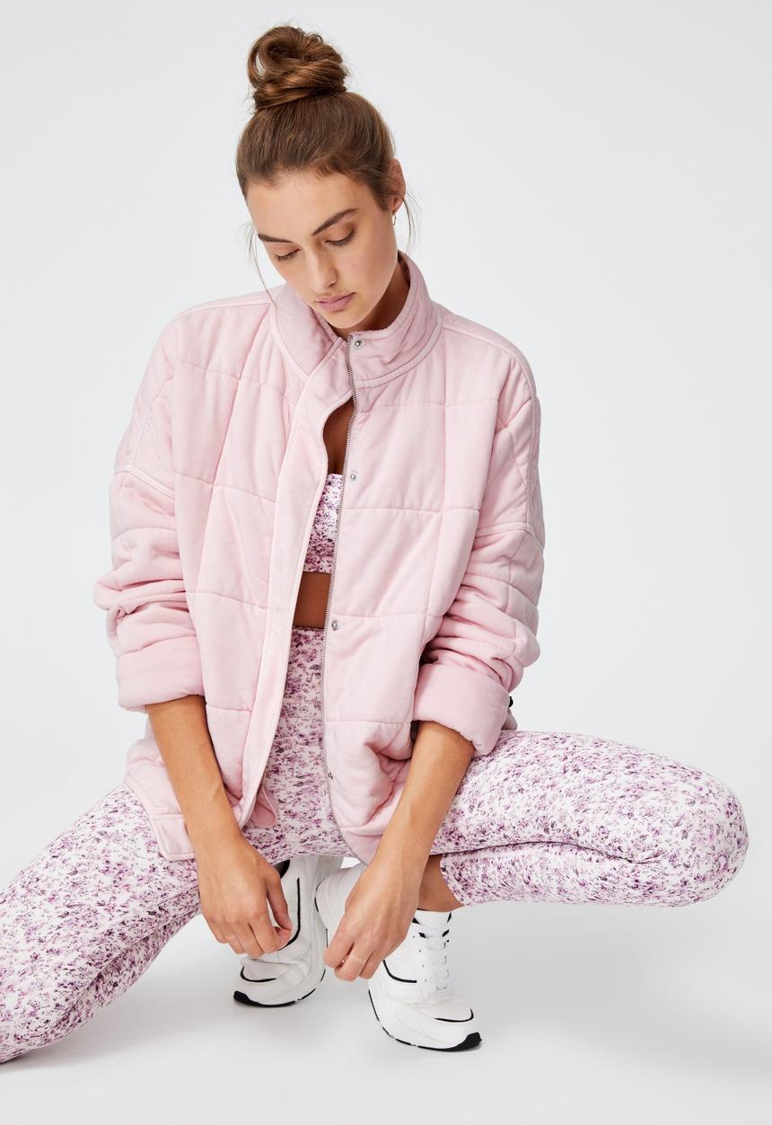 Cotton On - Quilted zip through jacket - pink sherbet