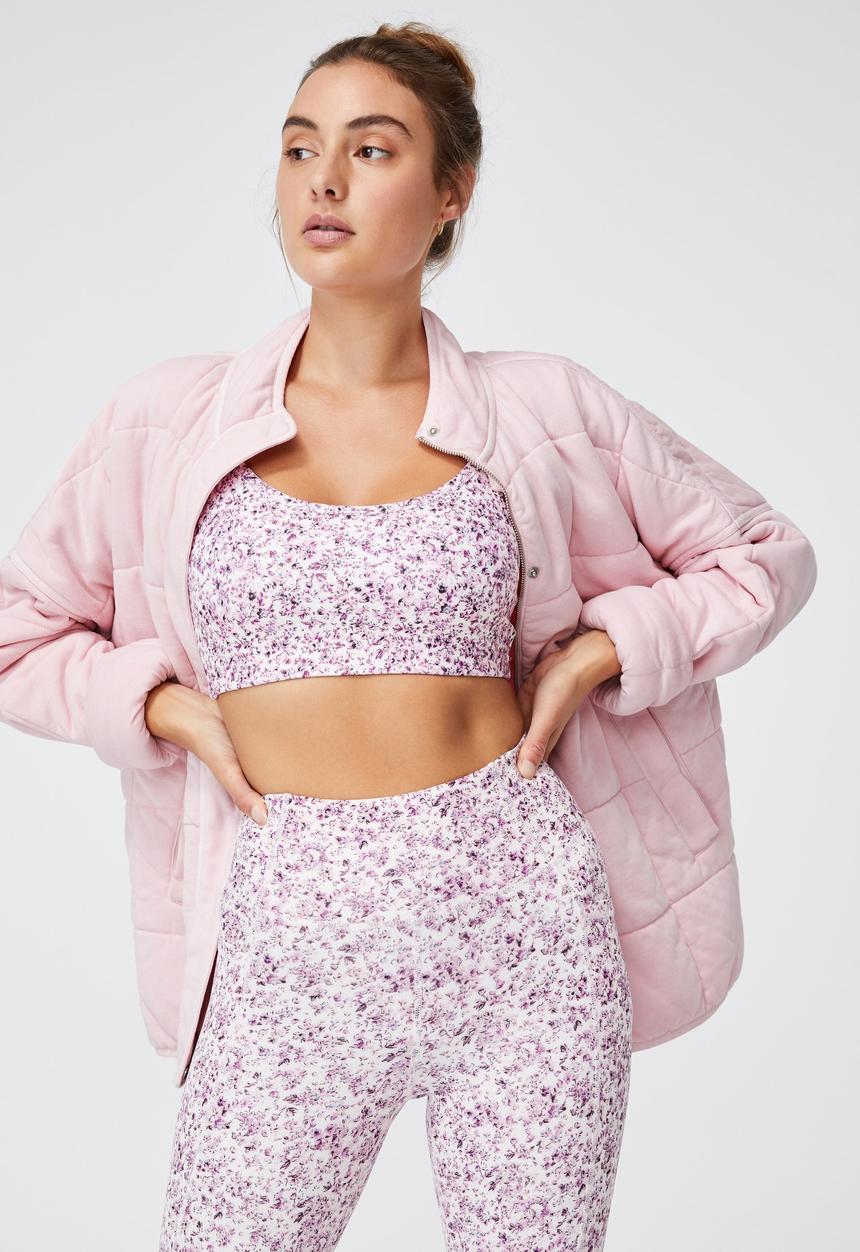 Cotton On - Quilted zip through jacket - pink sherbet