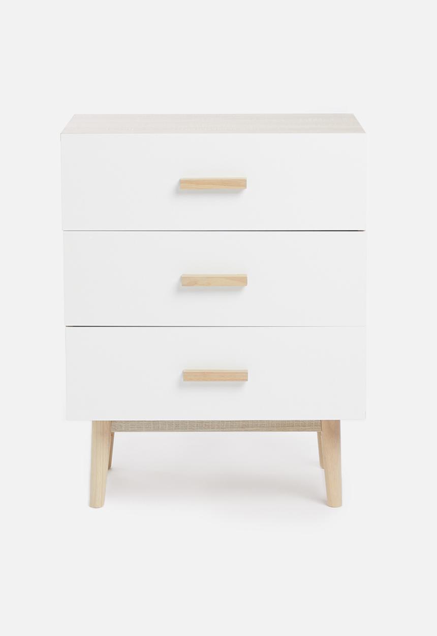 Sixth Floor - Alva 3 drawer storage - white & natural