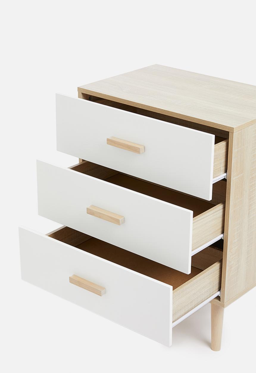 Sixth Floor - Alva 3 drawer storage - white & natural