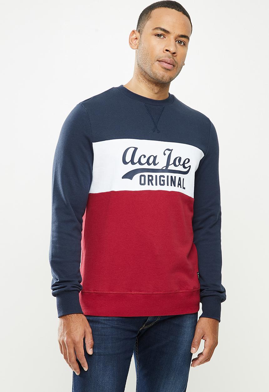 Aca Joe - Aca joe colour block fleece crew neck pullover - multi 