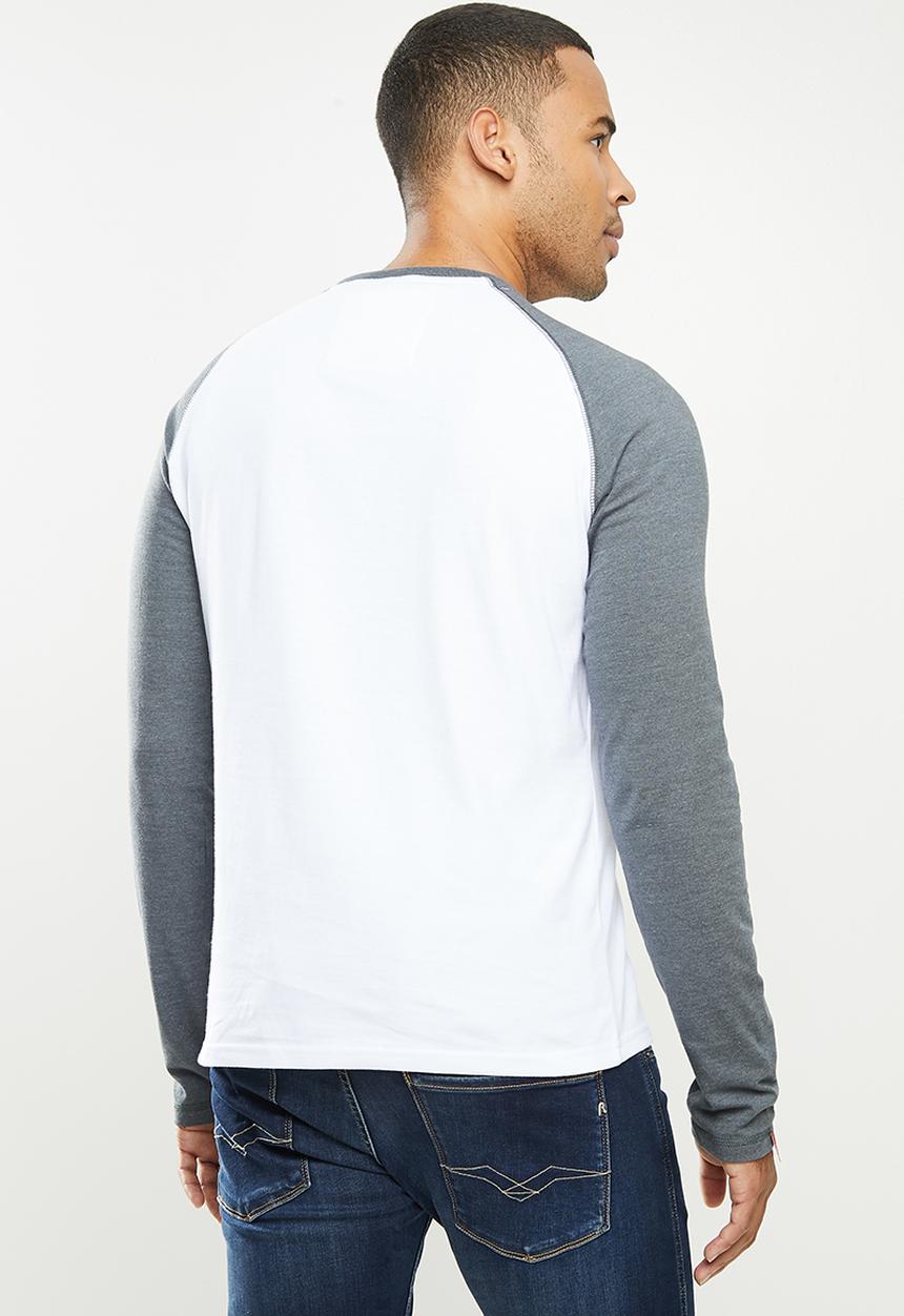 Aca Joe - Aca joe raglan long sleeve tee - white & grey
