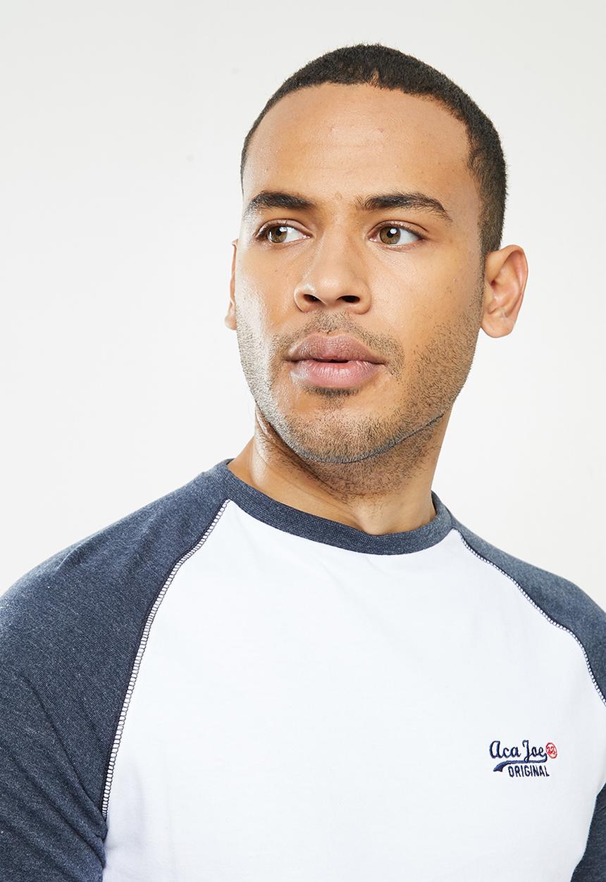 Aca Joe - Aca joe raglan long sleeve tee - white & navy 
