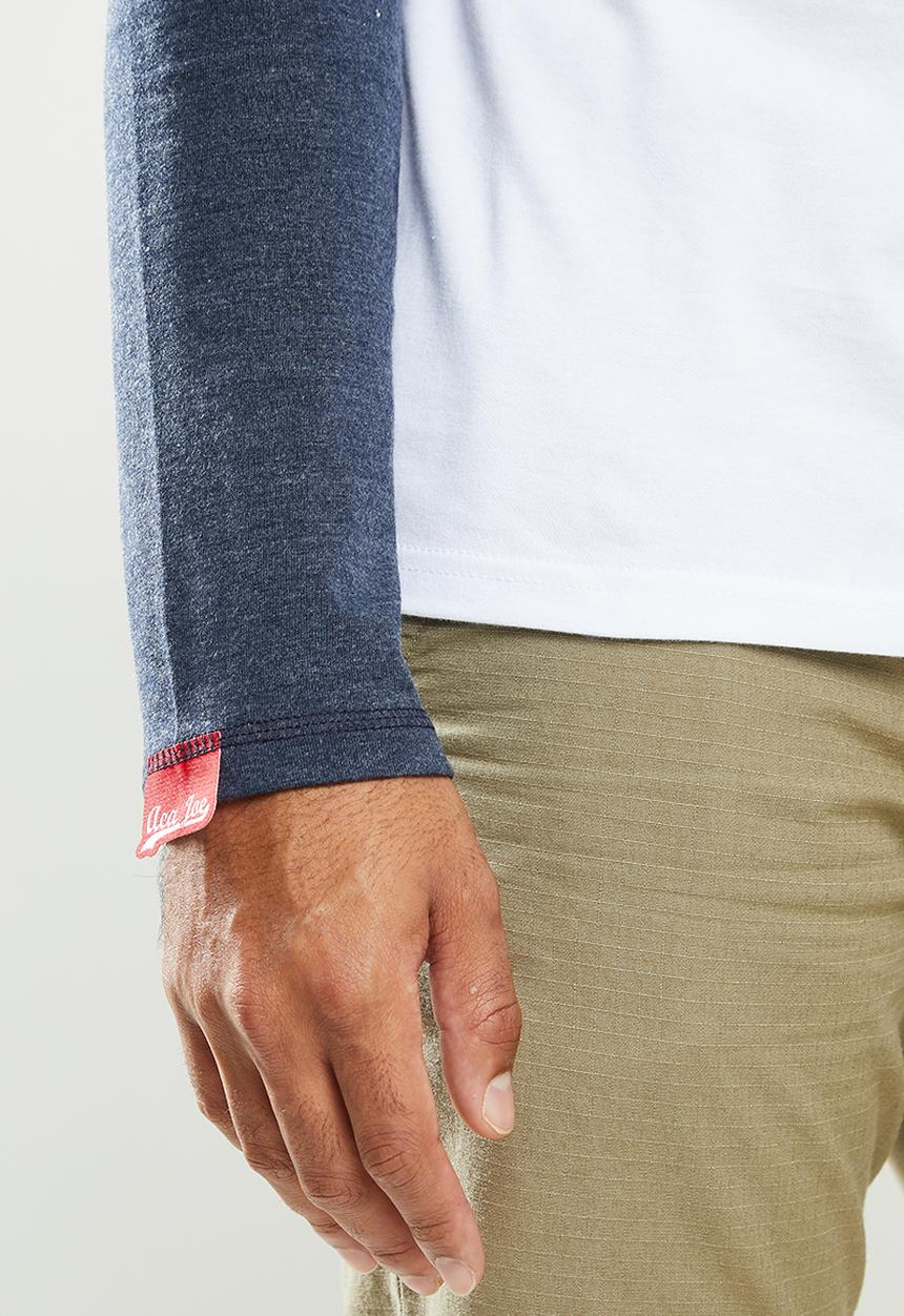 Aca Joe - Aca joe raglan long sleeve tee - white & navy 
