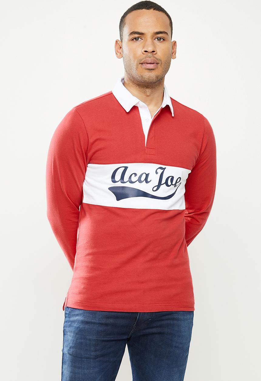 Aca Joe - Aca joe big stripe rugby jersey - red