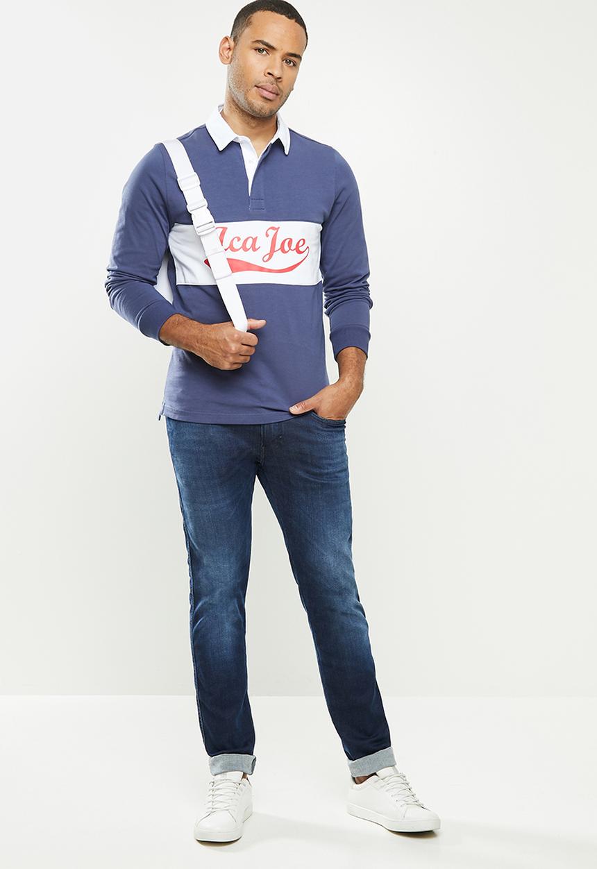 Aca Joe - Aca joe big stripe rugby jersey - blue