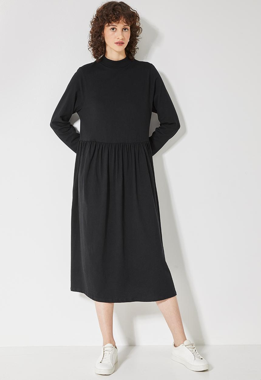 Superbalist - Babydoll long sleeve midi dress - black