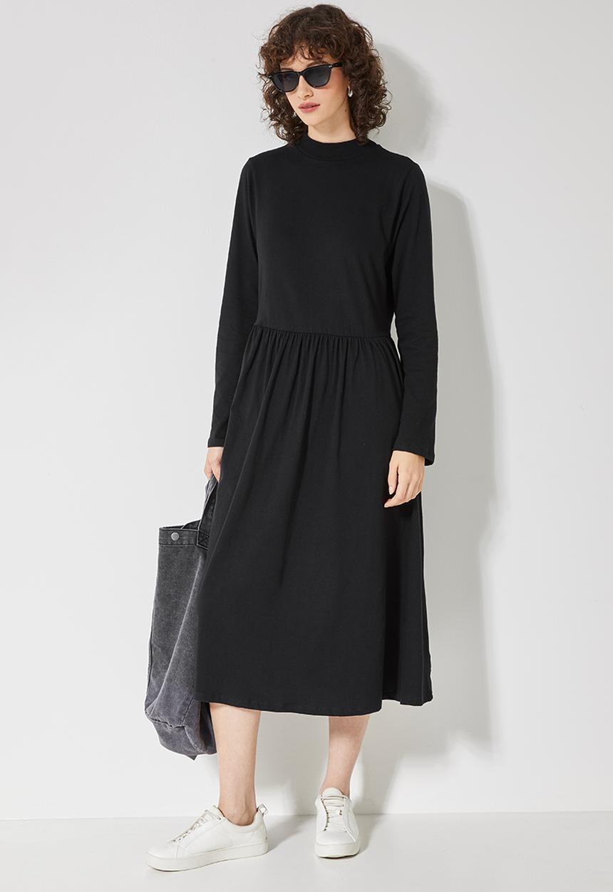 Superbalist - Babydoll long sleeve midi dress - black