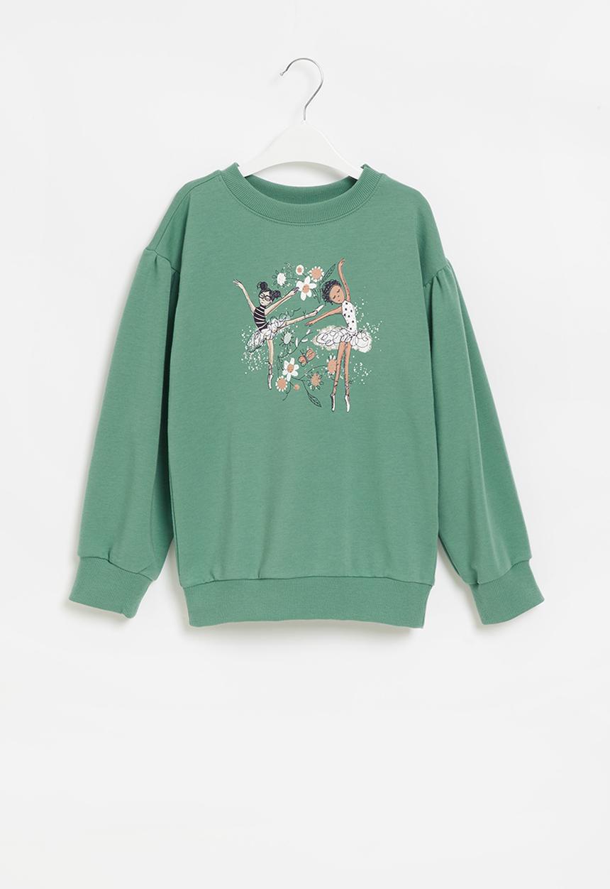 Pop Candy - Younger girls printed styled sweater - green
