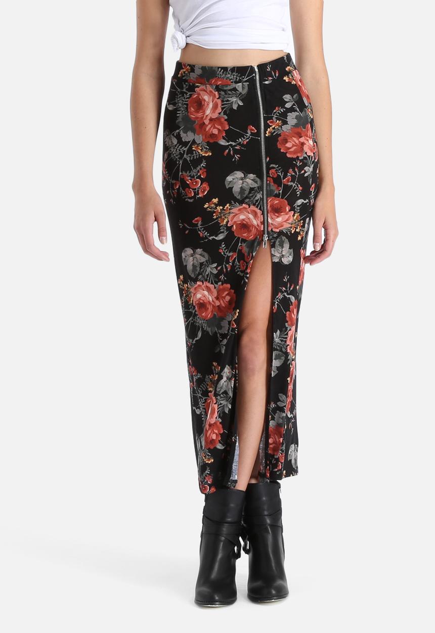 Glamorous - Midi Floral Zip Skirt