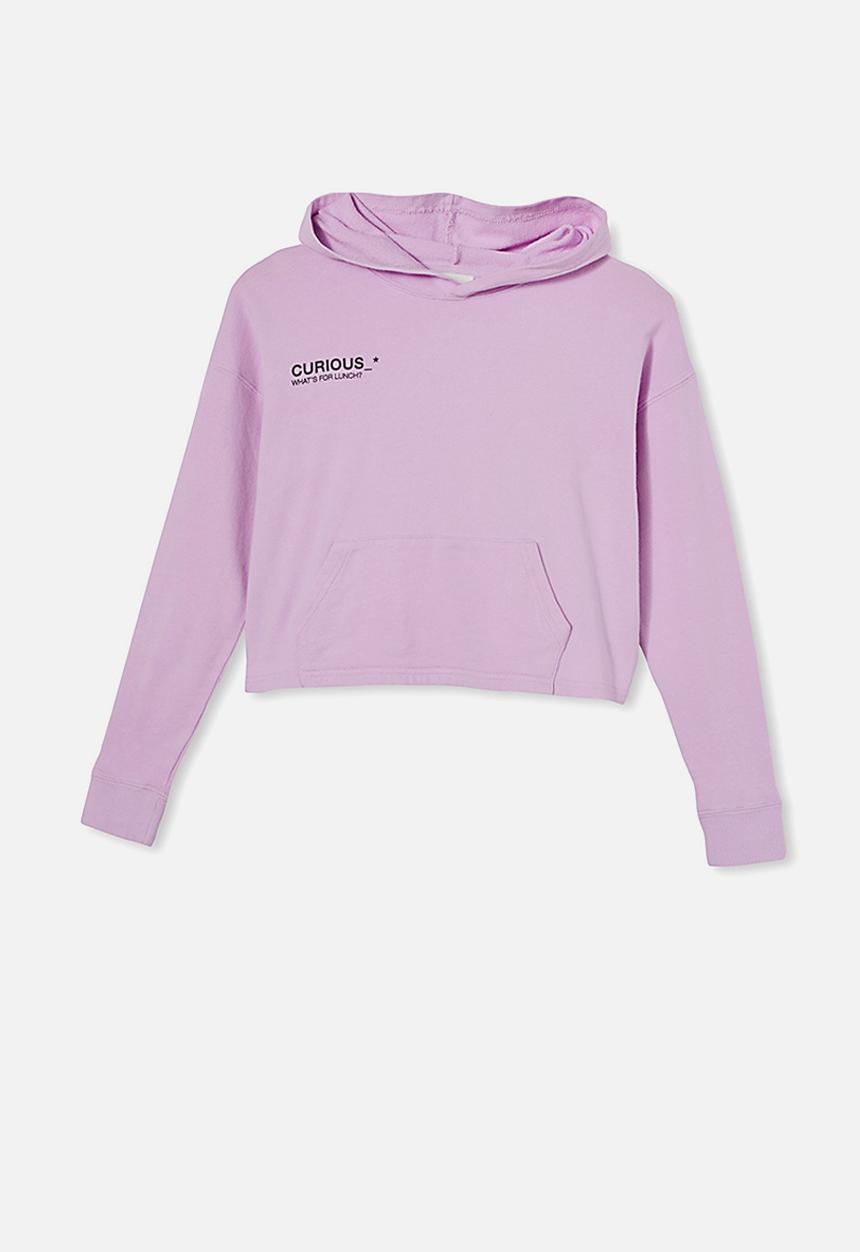 Free by Cotton On - Serena crop hoodie - pale violet/curious