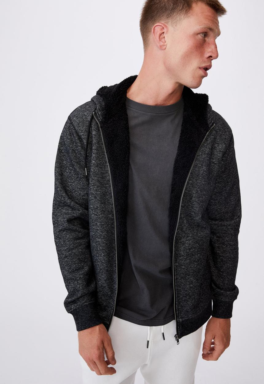 Cotton On - Sherpa zip thru - charcoal marle