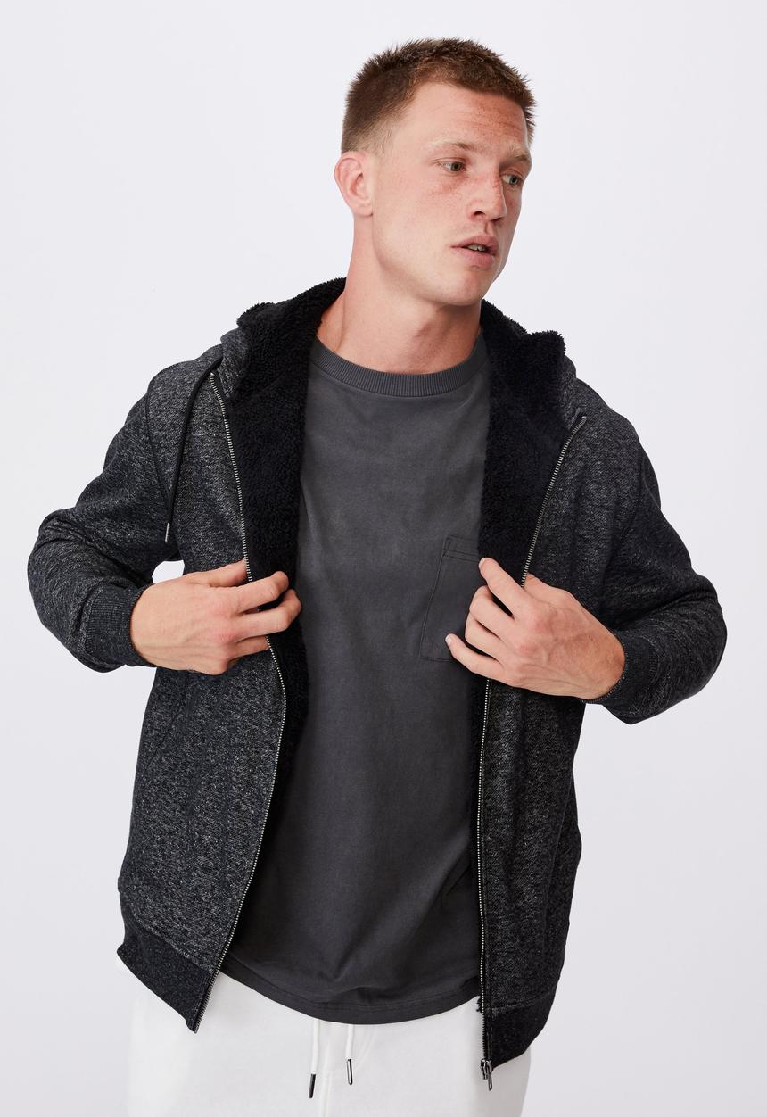 Cotton On - Sherpa zip thru - charcoal marle