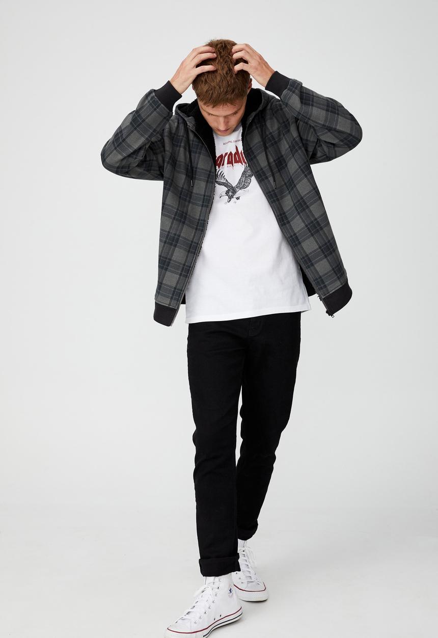 Cotton On - Sherpa zip thru - grey earth check