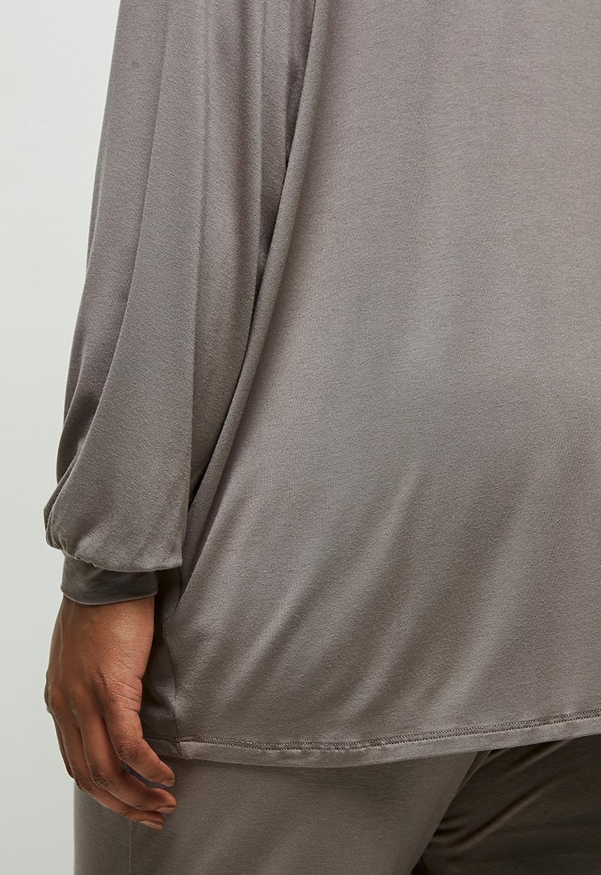 edit Plus - Roll neck easy fit cuffed tee - taupe