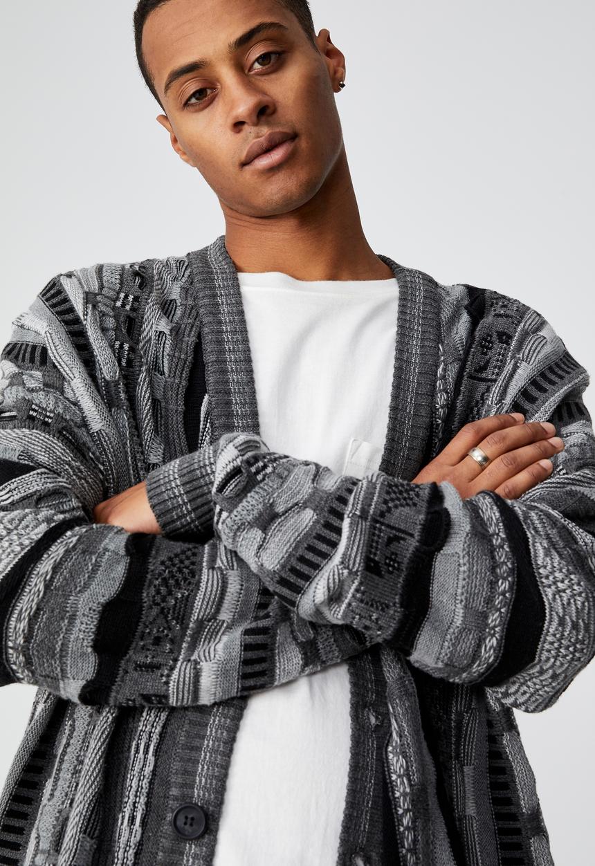 Cotton On - Vintage multi knit cardigan - black