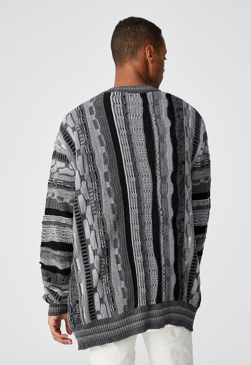 Cotton On - Vintage multi knit cardigan - black