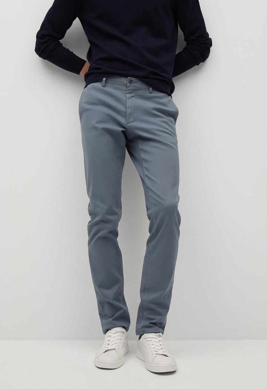 MANGO - Trousers barna - blue