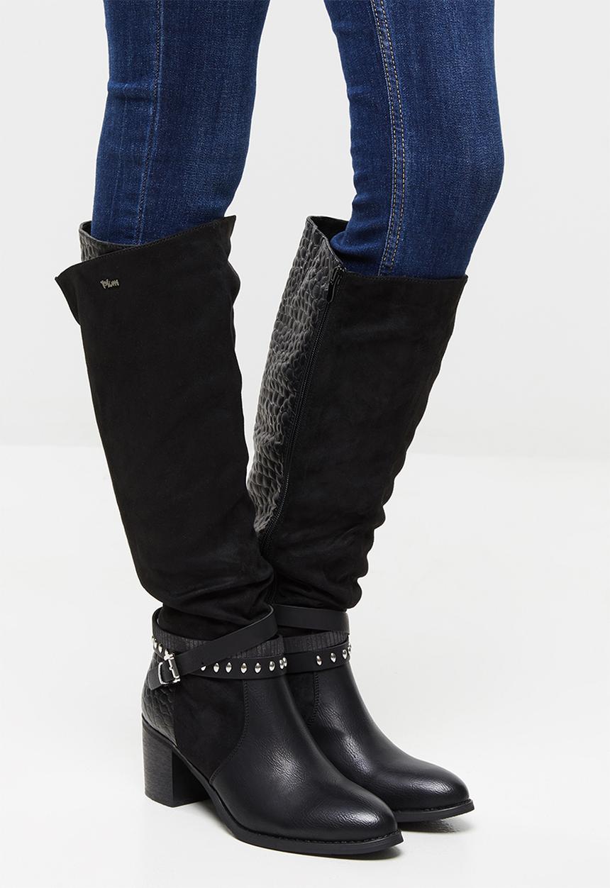 Plum - Cami knee length western boot - black