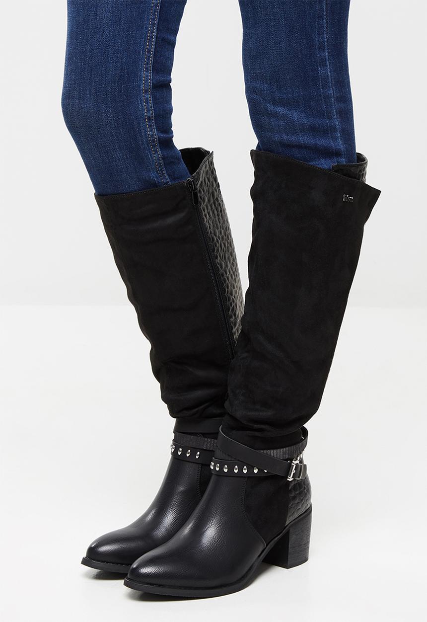 Plum - Cami knee length western boot - black