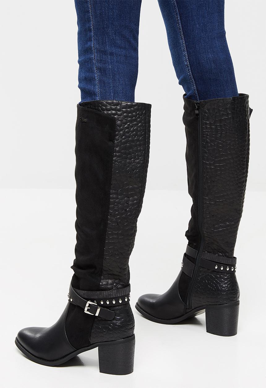 Plum - Cami knee length western boot - black