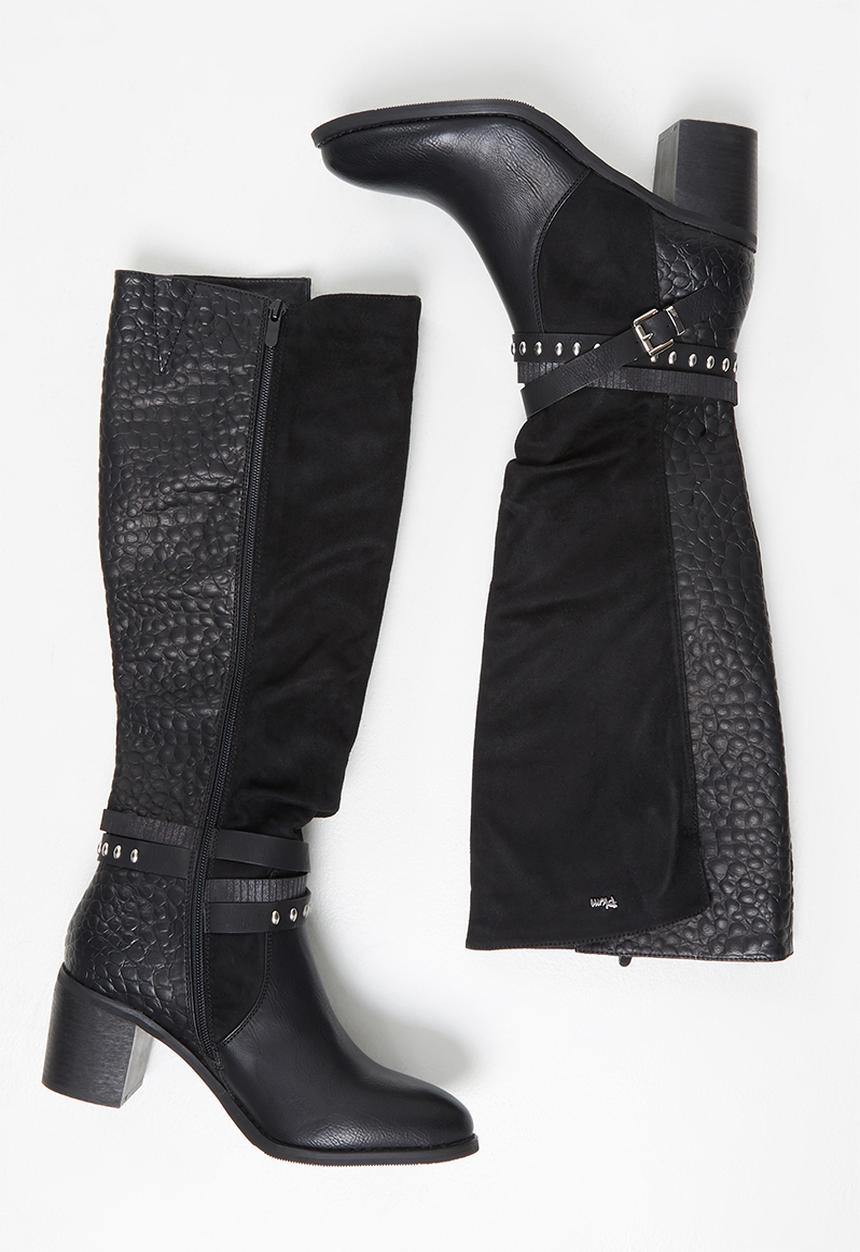 Plum - Cami knee length western boot - black