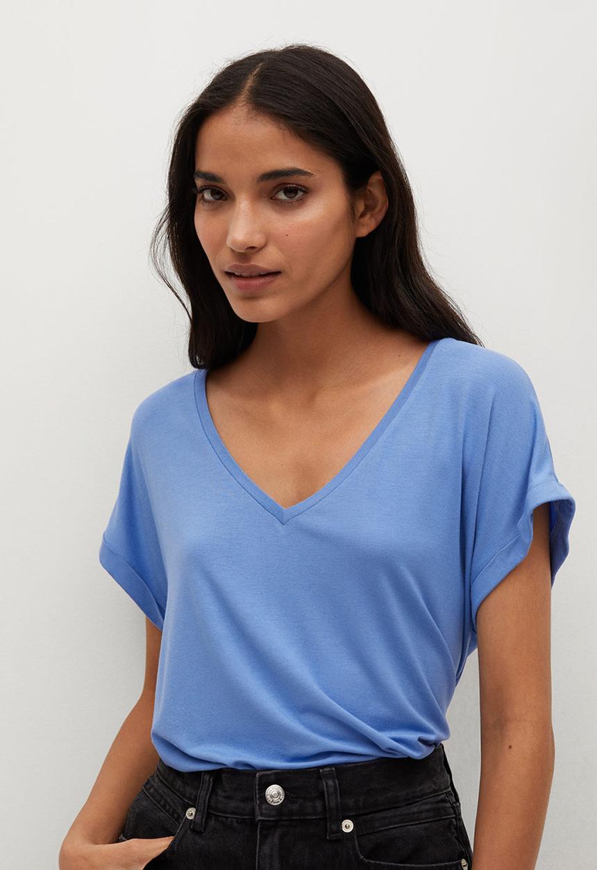 MANGO - T-shirt vispi - mid blue