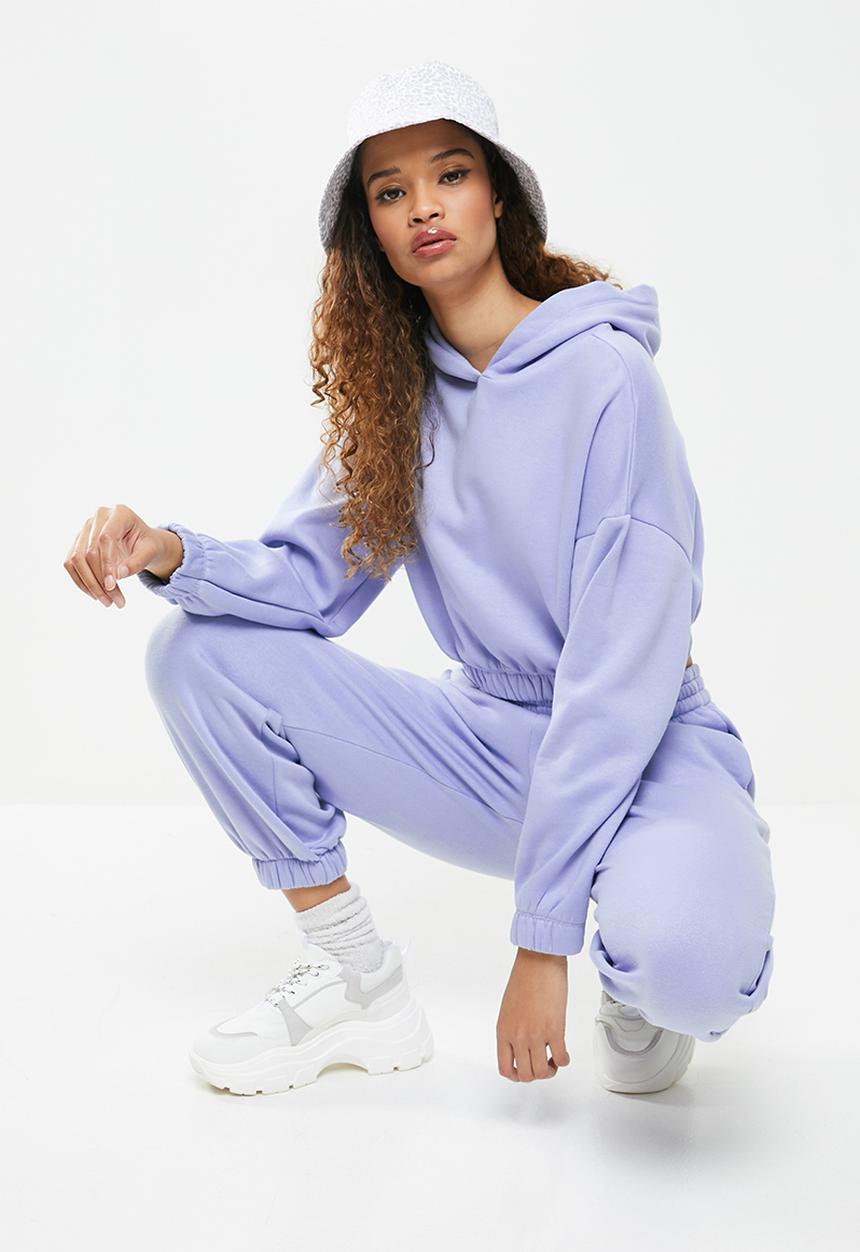 Blake - Cropped hoodie with elastic - light purple