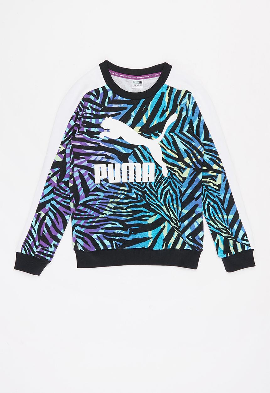 PUMA - Classics safari t7 aop crew sweater - black